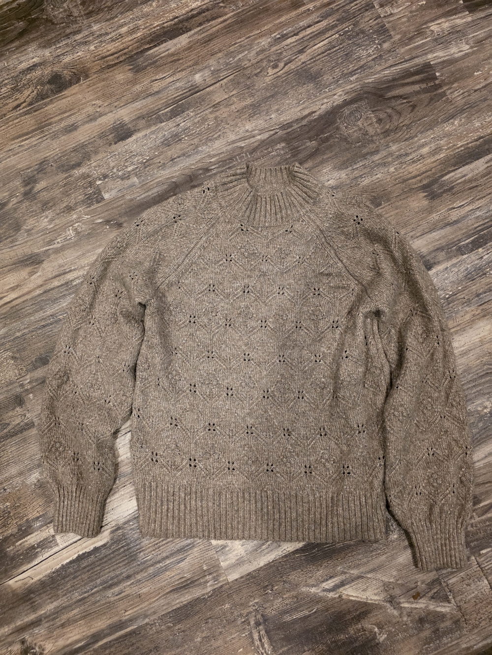 Taupe Knit Sweater - Classic Patterned Pullover